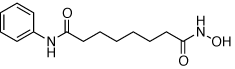 的辛二酰苯胺异羟肟酸(SAHA)结构,组蛋白脱乙酰酶(HDAC)抑制剂批准于2006年治疗皮肤T细胞淋巴瘤的。 辛二酰苯胺异羟肟酸(SAHA;伏立诺他; Zolinza)